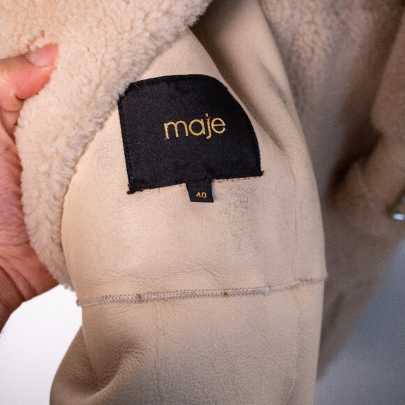 Maje Two-tone shearling coat - Picture 4 of 5